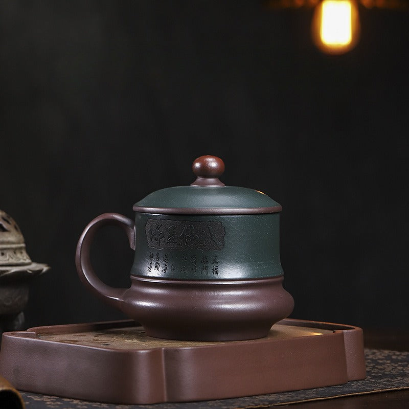 Master Handmade Yixing Zisha Tea Mug [Baxian Cheng Rui] (Jinsha Zi Ni - 480ml) - YIQIN TEA HOUSE | yiqinteahouse.com | tea mug, teaware