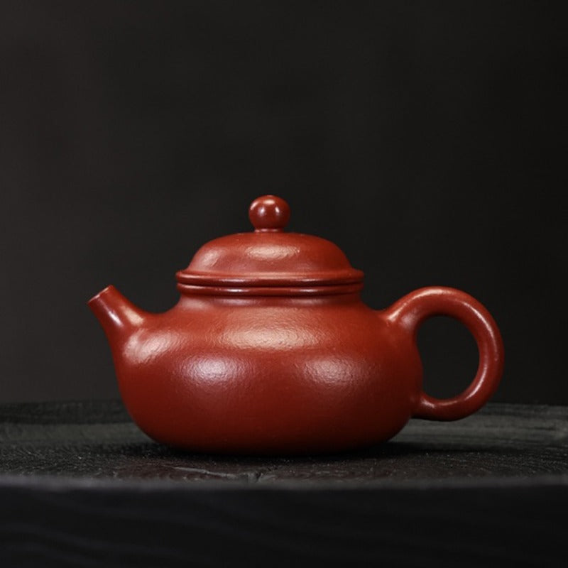 Tetera de arcilla Zisha de Yixing hecha totalmente a mano [Tetera Rong Tian] (Dahongpao - 130ml)