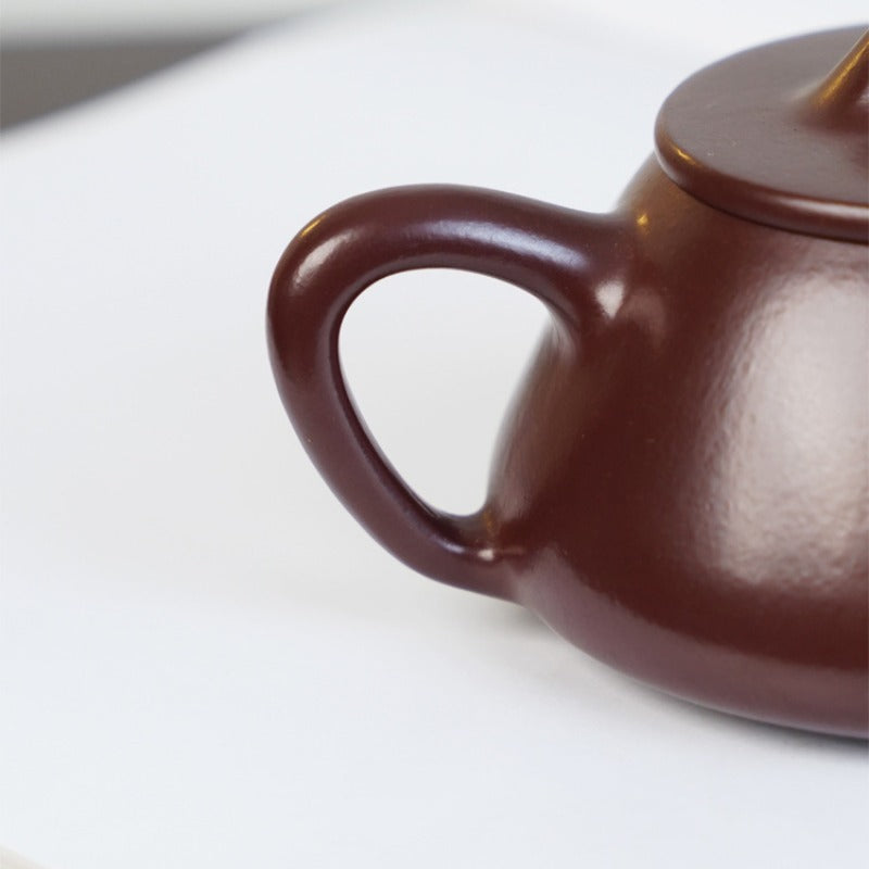 Full Handmade Yixing Zisha Teapot [Ping Gai Shi Piao Pot] (Zi Zhu Ni - 170ml)
