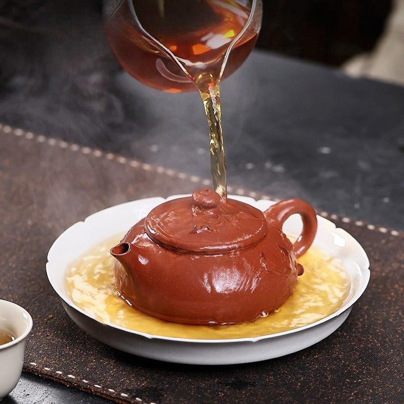 Théière Yixing Zisha entièrement faite à la main [Chun Hua] (Zhu Sha Zhu Ni - 180 ml)