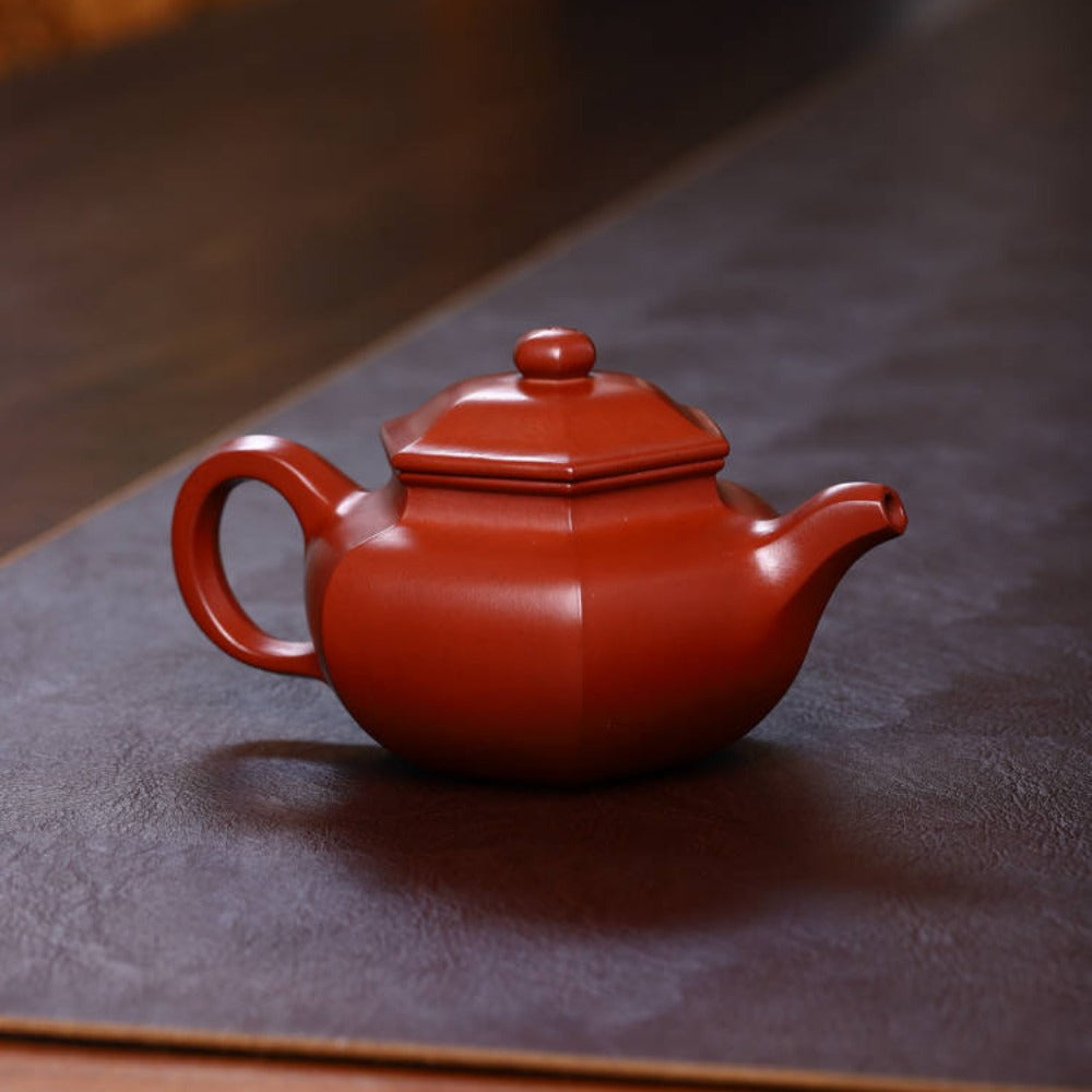 Full Handmade Yixing Zisha Teapot [Liufang Fanggu Pot ] (Xiao Hong Ni - 280ml)