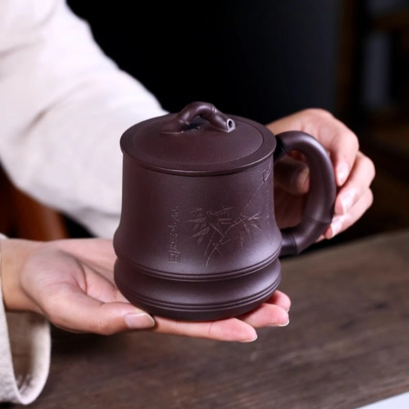 Taza de té Yixing Zisha [Bambú auspicioso] (Lao Zi Ni - 450 ml)