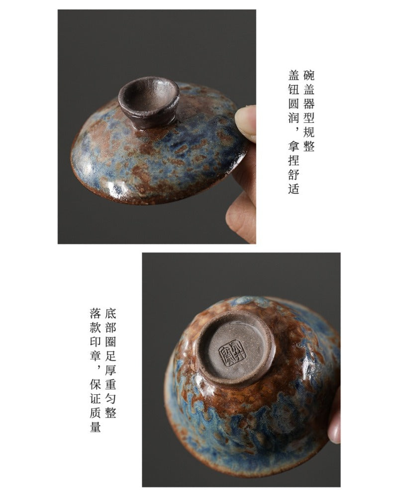 Kiln Change Firewood Firing Handmade Ceramic Gaiwan / Hand-Grab Pot / Tea Tray - YIQIN TEA HOUSE | yiqinteahouse.com | ceramic teapot, gaiwan, tea tray, teapot, teaware