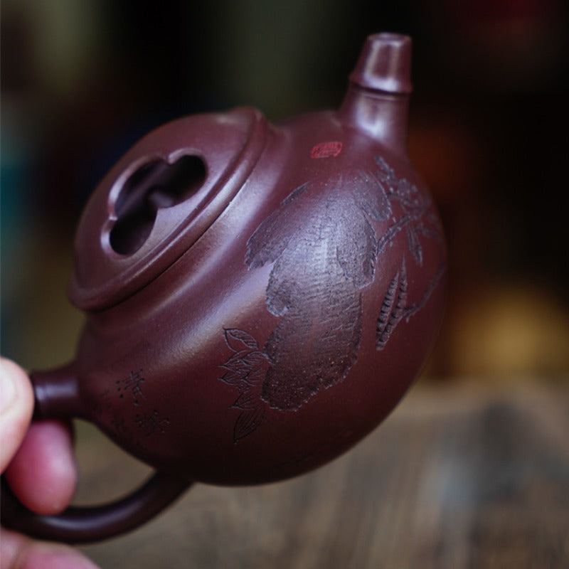 Full Handmade Yixing Zisha Teapot [Niu Gai Pot] (Zi Ni - 170ml)