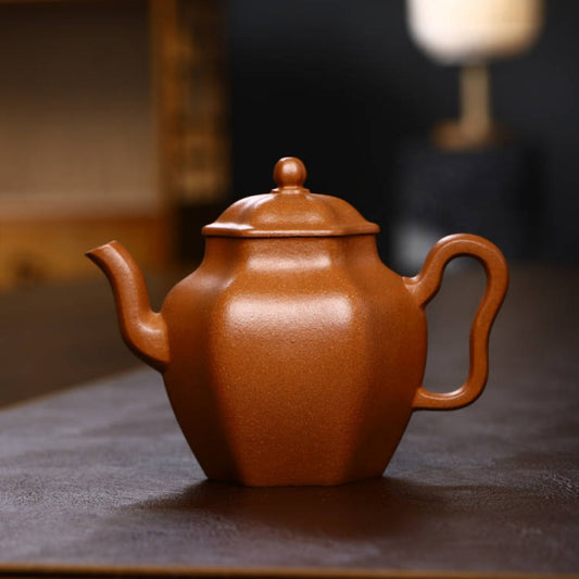 Full Handmade Yixing Zisha Teapot [Liufang Palace Lantern Pot] (Jiang Po Ni - 260ml)