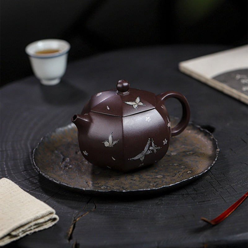 Full Handmade Yixing Zisha Teapot [Butterfly Xishi] (Zi Jia Ni - 460ml) - YIQIN TEA HOUSE | yiqinteahouse.com | >300ml, full handmade zisha teapot, teapot, teaware