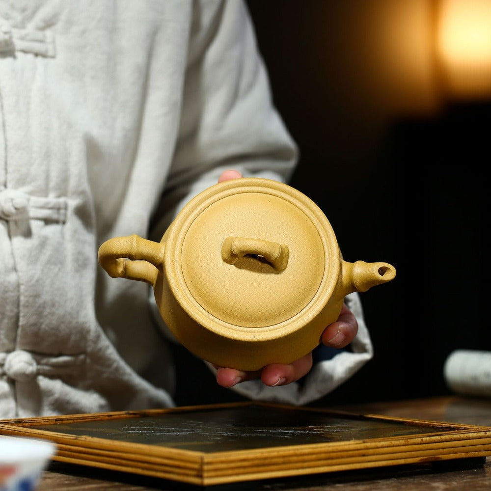 Yixing Zisha Teapot [Qianqiu Zhu Yun 千秋竹运] (Huangjin Duan Ni - 280ml)