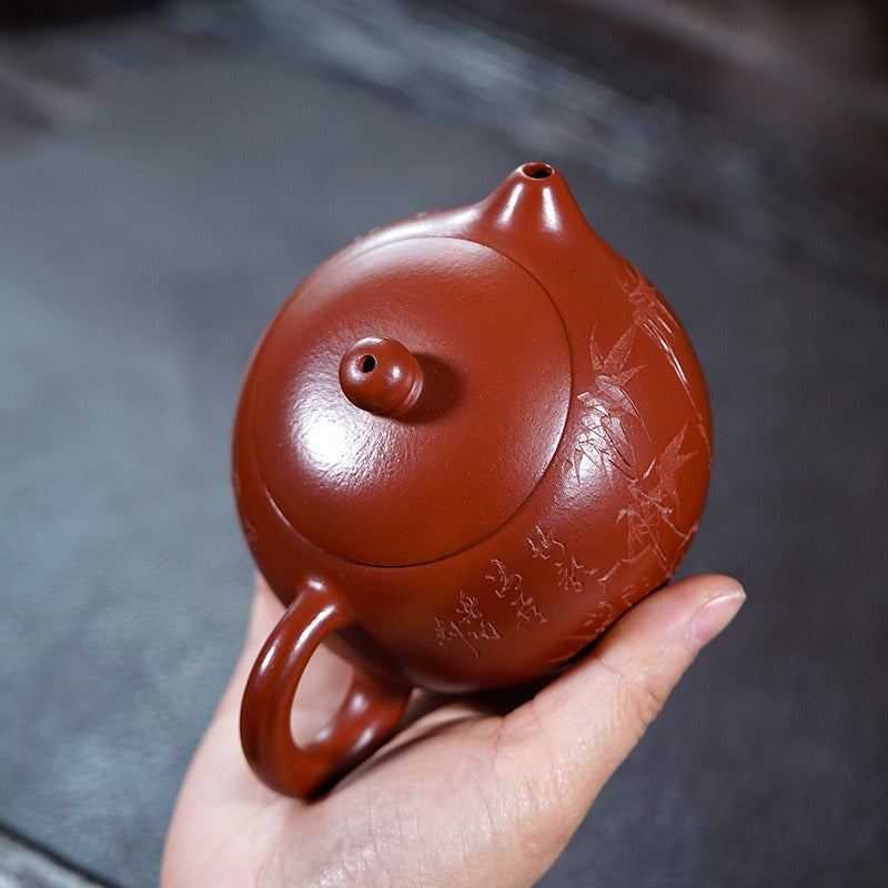 Théière Yixing Zisha entièrement faite à la main [Modèle Xishi] (Dahongpao - 320 ml)
