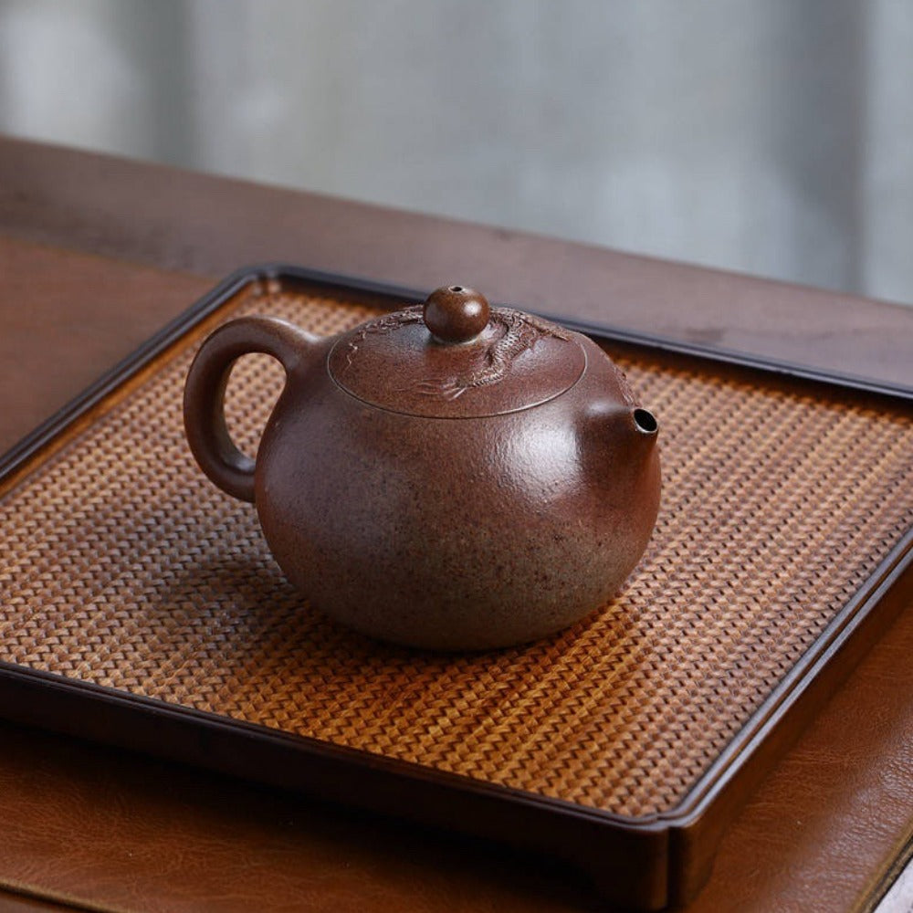 Full Handmade Yixing Zisha Teapot [Dragon Xishi] (Long Bei Qing Firewood Fired - 380ml)