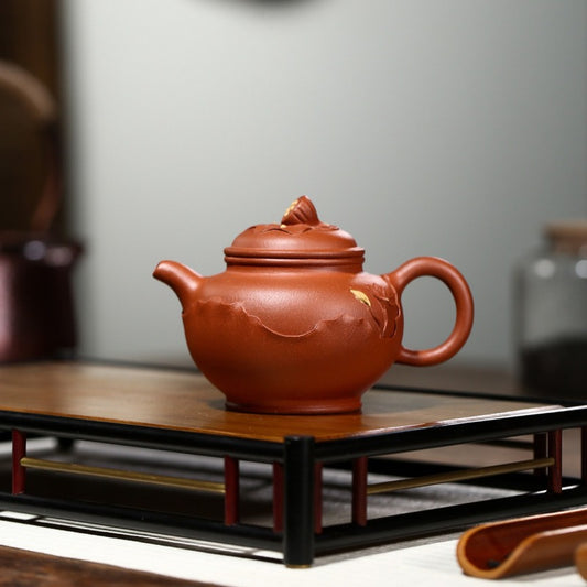 Yixing Zisha Teapot [Lotus Duo Zhi] (Hong Jiang Po Ni - 250ml)
