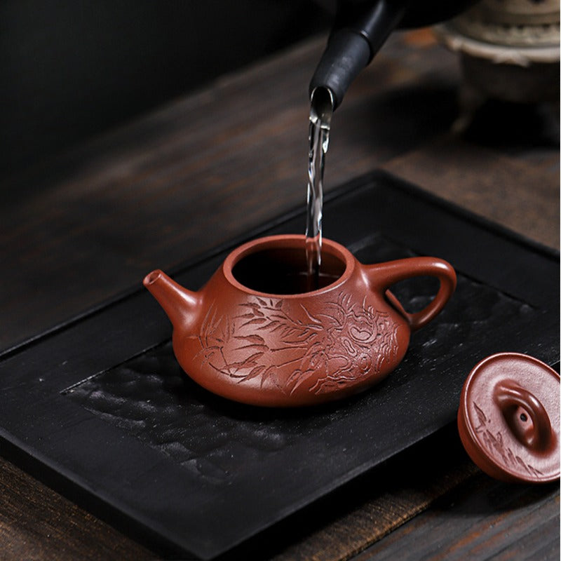 Full Handmade Yixing Zisha Teapot [Bamboo Happiness] (Hong Pi Long - 240ml) - YIQIN TEA HOUSE | yiqinteahouse.com | 200-300ml, full handmade zisha teapot, teapot, teaware