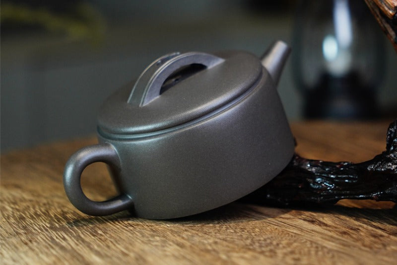 全手工宜兴紫砂茶壶 [汉瓦壶] (青灰泥 - 180ml)