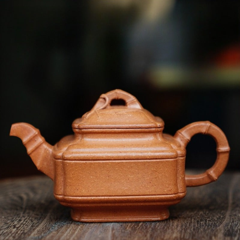 Full Handmade Yixing Zisha Teapot [Sifang Bamboo Pot] (Jiang Po Ni - 200ml)