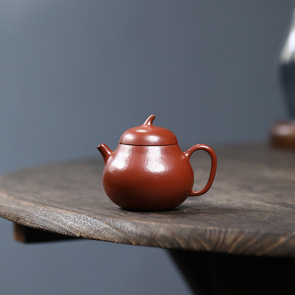 Yixing Zisha Teapot [Mini Eggplant Pot] (Wrinkled Skin Zhu Ni - 100ml)