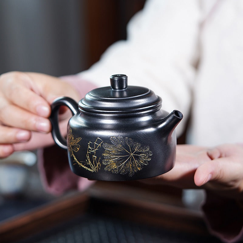Full Handmade Yixing Zisha Teapot [De Zhong] (Hei Ni - 300ml)