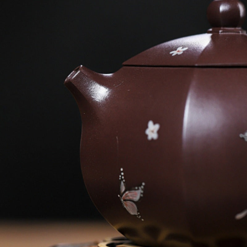 Full Handmade Yixing Zisha Teapot [Butterfly Xishi] (Zi Jia Ni - 460ml) - YIQIN TEA HOUSE | yiqinteahouse.com | >300ml, full handmade zisha teapot, teapot, teaware