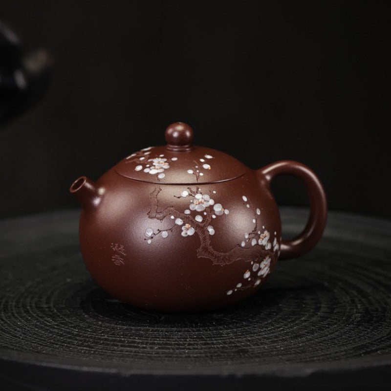Full Handmade Yixing Zisha Teapot [Plum Xishi Pot] (Zi Ni - 170ml)
