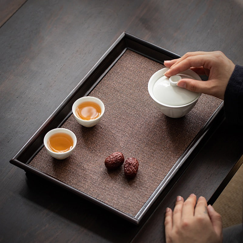 Sandalwood Bamboo Rattan Tea Tray - YIQIN TEA HOUSE | yiqinteahouse.com | tea tray, teaware