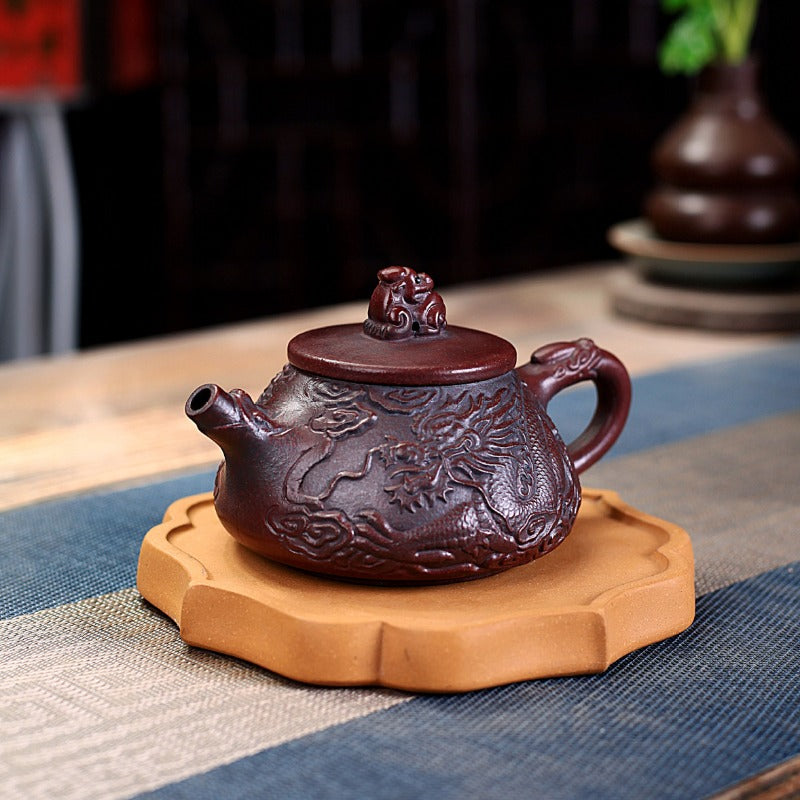 Yixing Zisha Teapot [Dragon Shi Piao 盘龙石瓢] (Gu Tong Ni - 270ml)