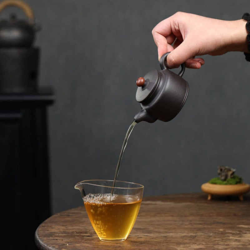 全手工宜兴紫砂茶壶 [鸿运当头] (黑泥 - 140ml)