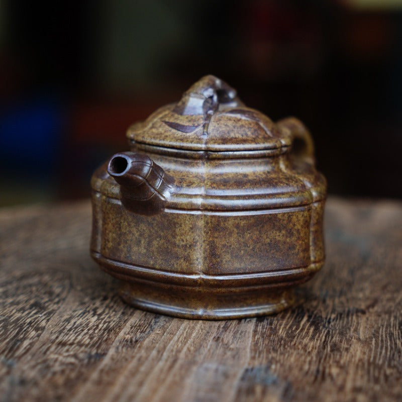 Théière Yixing Zisha entièrement faite à la main [Pot Liufang Zhu Gu] (Qing Duan Ni Fired - 200 ml)