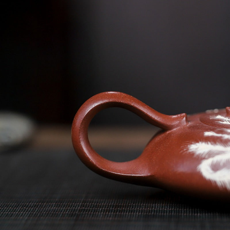 Full Handmade Yixing Zisha Teapot [Beautiful Feather] (Zi Ni - 230ml) - YIQIN TEA HOUSE | yiqinteahouse.com | 200-300ml, full handmade zisha teapot, teapot, teaware