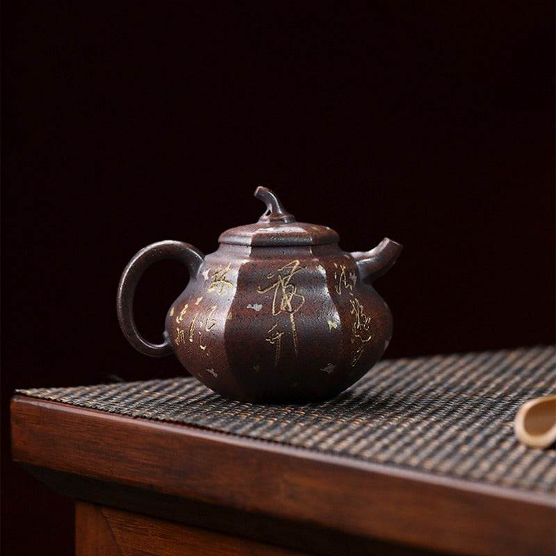 Full Handmade Yixing Zisha Teapot [Hexagon Gourd] (Firewood Fired Duan Ni - 170ml) - YIQIN TEA HOUSE | yiqinteahouse.com | <200ml, full handmade zisha teapot, teapot, teaware