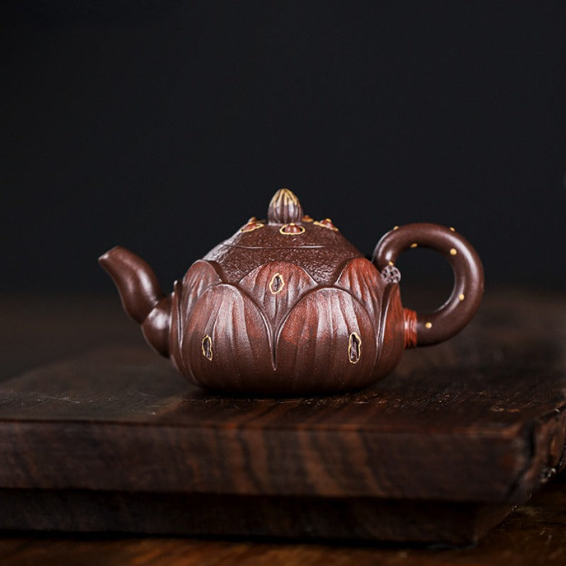 Full Handmade Yixing Zisha Teapot [Lotus] (Zi Ni - 100ml)