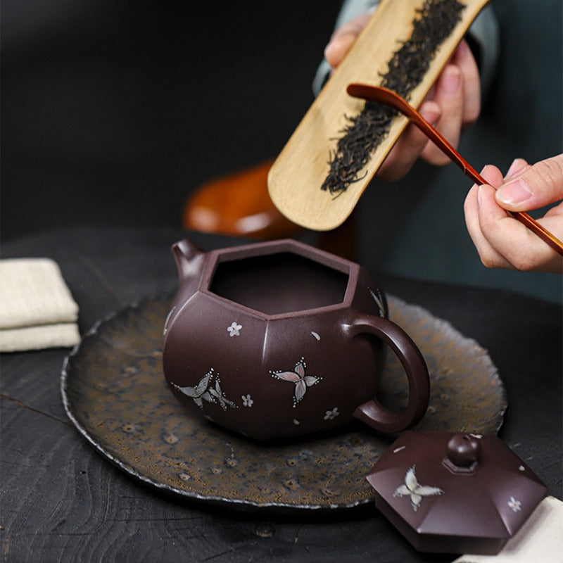 Full Handmade Yixing Zisha Teapot [Butterfly Xishi] (Zi Jia Ni - 460ml) - YIQIN TEA HOUSE | yiqinteahouse.com | >300ml, full handmade zisha teapot, teapot, teaware