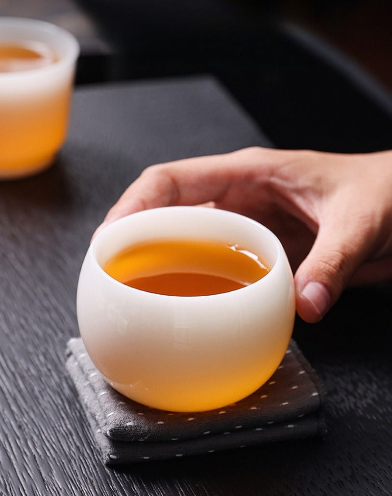 Tazza da tè Master in porcellana bianca giada di ghiaccio smaltata 80-110ml