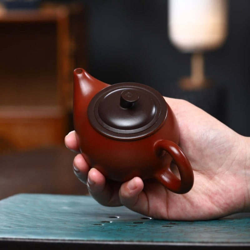Vollständig handgefertigte Yixing Zisha Teekanne [Zweifarbige Röhrenkanne] (Hong Ni / Zi Ni - 170ml)