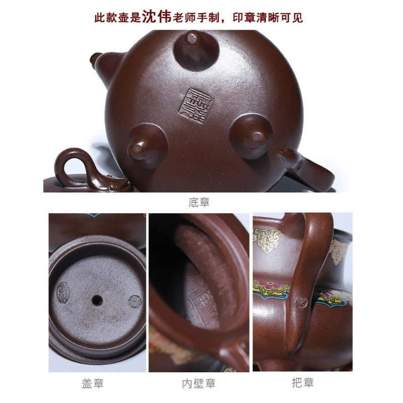 Tetera Yixing Zisha hecha a mano [Sanzu Fan Hua] (Jinsha Zi Ni - 350ml)