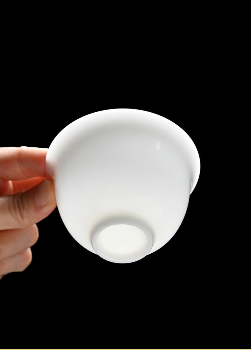 Ice Jade White Porcelain Unglazed Thin Walled Sancai Gaiwan [Ingot] 120/150/230ml