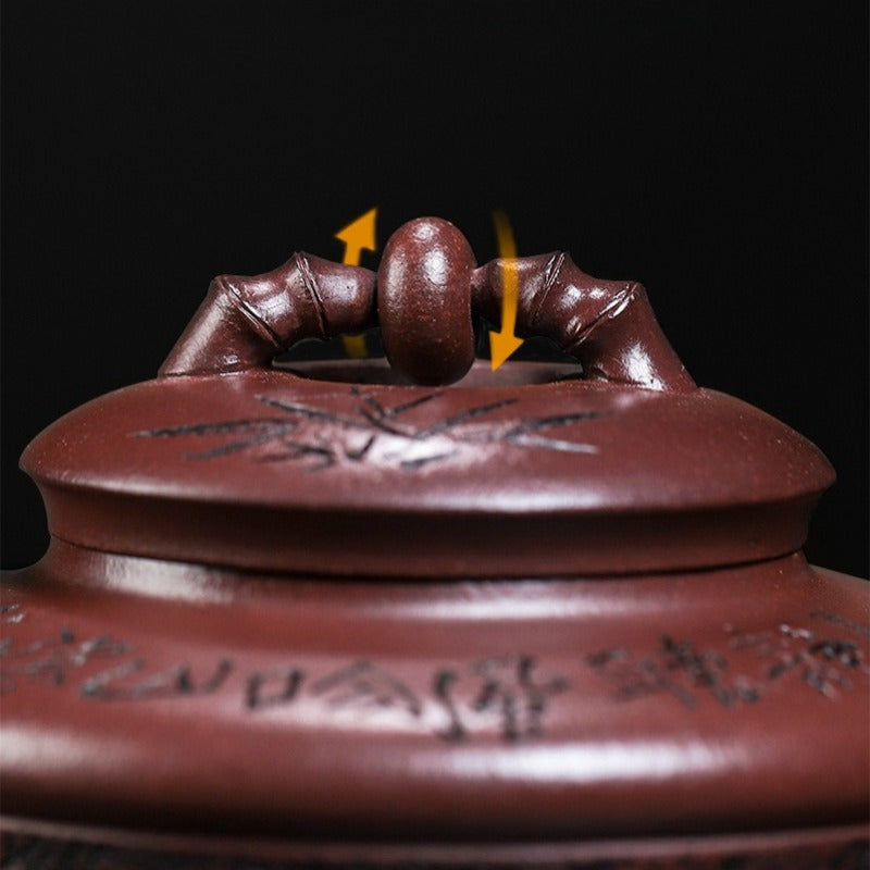 Full Handmade Yixing Zisha Teapot [Lucky Bamboo] (Zi Ni - 480ml)