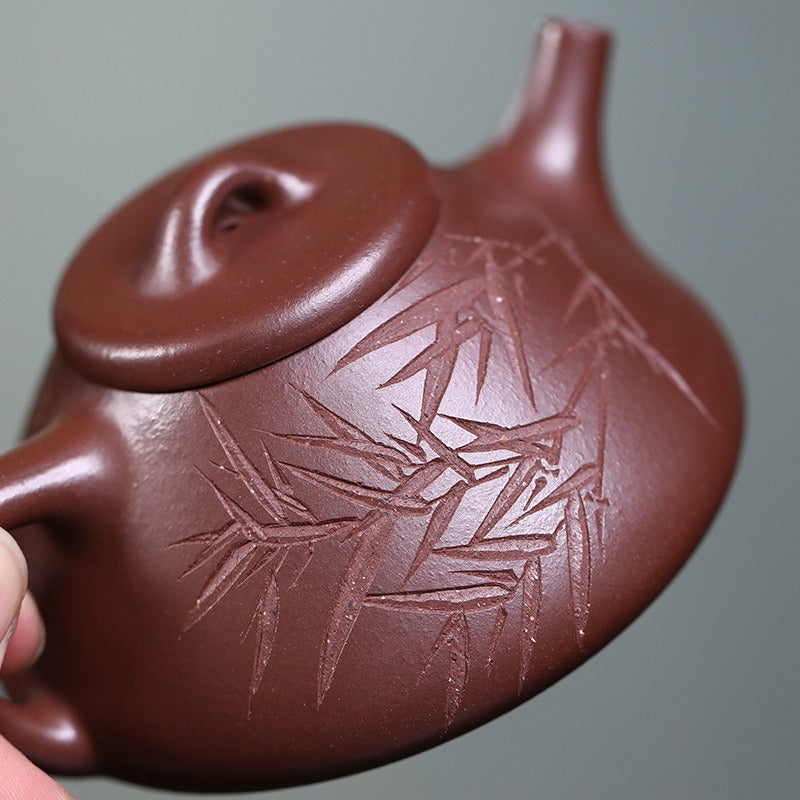 Yixing Zisha Teapot [Qingfeng Ziye Shi Piao] (Zi Ni - 180ml)