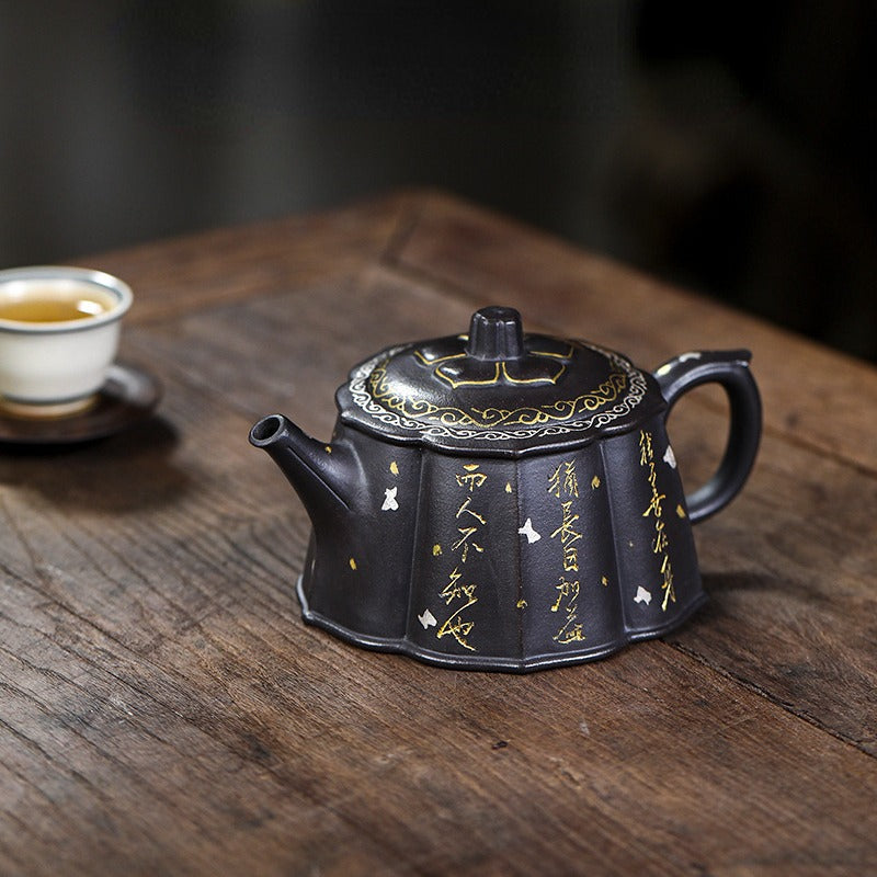 Full Handmade Yixing Zisha Teapot [Jin Ling Hua] (Hei Luolan - 350ml)