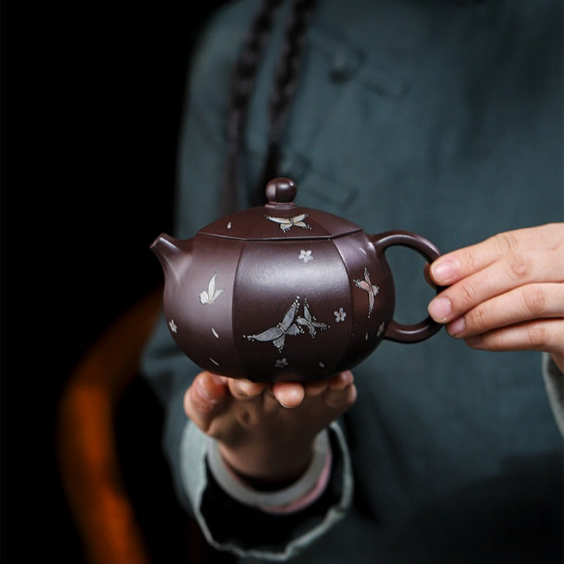 Full Handmade Yixing Zisha Teapot [Butterfly Xishi] (Zi Jia Ni - 460ml) - YIQIN TEA HOUSE | yiqinteahouse.com | >300ml, full handmade zisha teapot, teapot, teaware