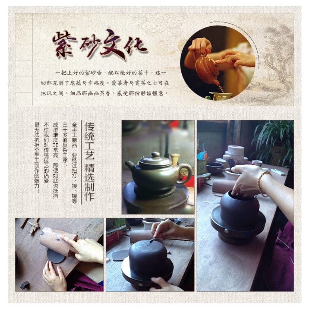 Teko Yixing Zisha Buatan Tangan Penuh [Pot Sanzu Dingli] (Di Cao Qing - 290ml)