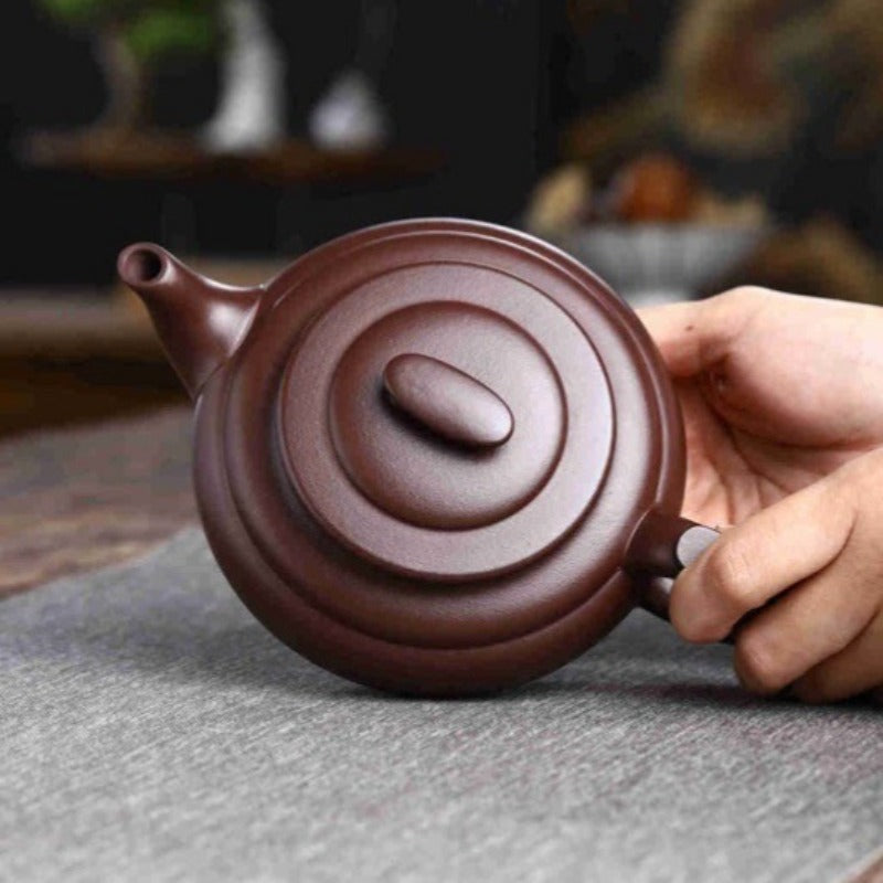 Vollständig handgefertigte Yixing-Zisha-Teekanne [Shang Xin Qiao Pot] (Shi Hong - 370 ml)