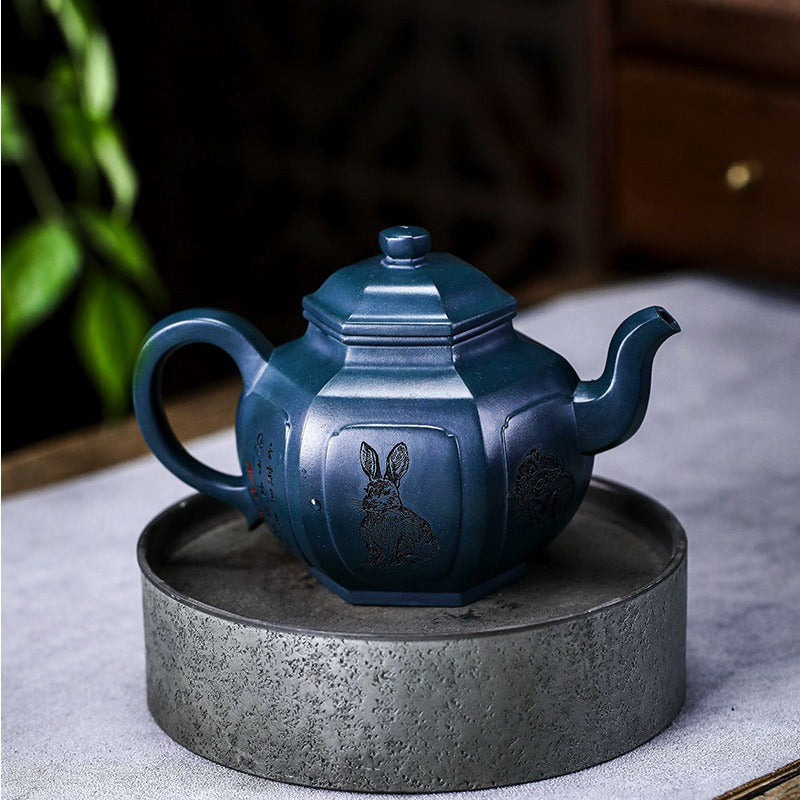 Full Handmade Yixing Zisha Teapot [Jiqing Gong Deng 吉庆宫灯] (Sumatran Green - 580ml)