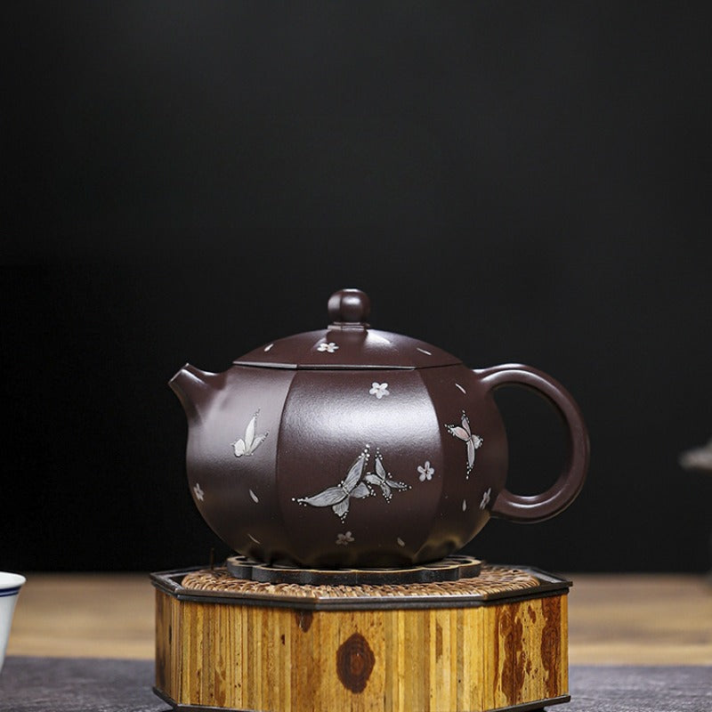 Full Handmade Yixing Zisha Teapot [Butterfly Xishi] (Zi Jia Ni - 460ml) - YIQIN TEA HOUSE | yiqinteahouse.com | >300ml, full handmade zisha teapot, teapot, teaware