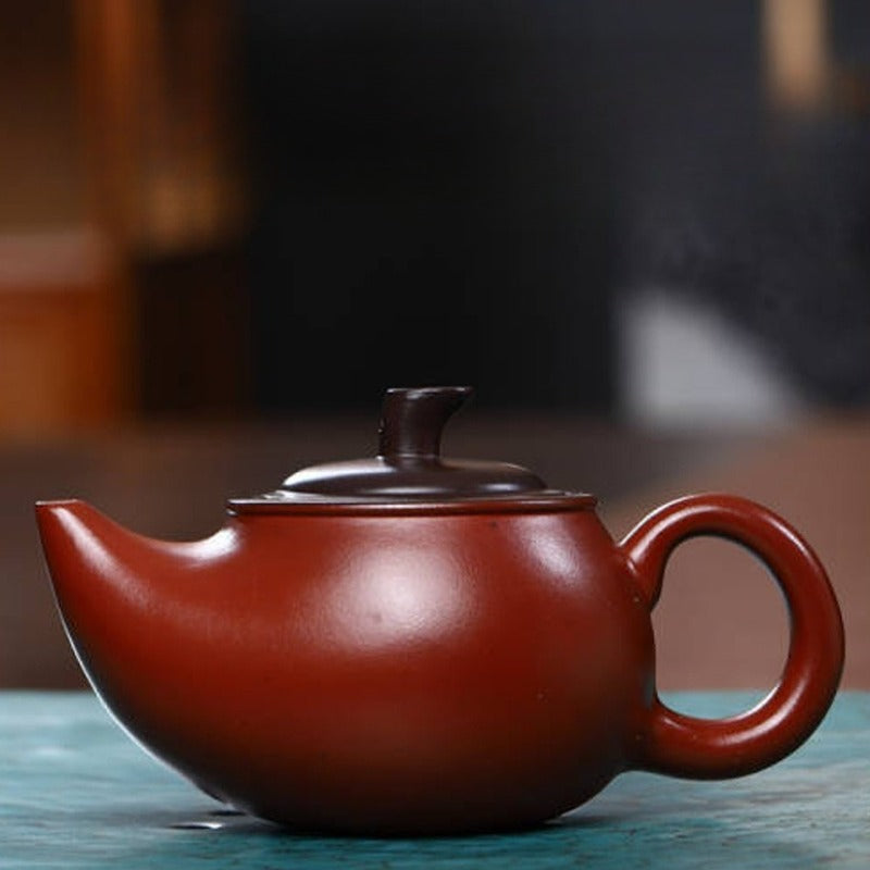 Vollständig handgefertigte Yixing Zisha Teekanne [Zweifarbige Röhrenkanne] (Hong Ni / Zi Ni - 170ml)