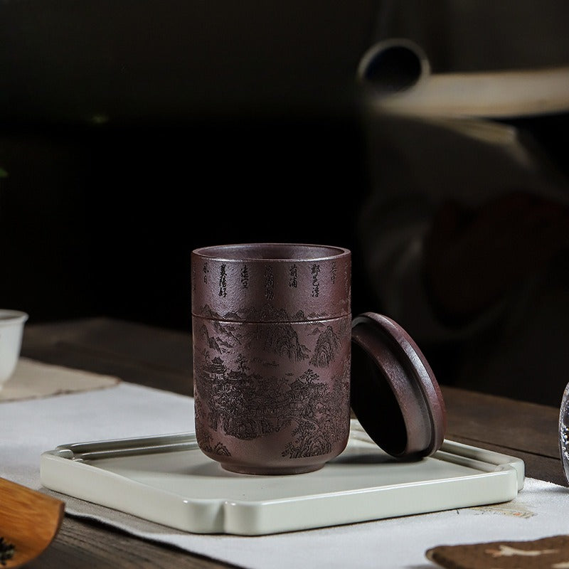 Handmade Yixing Zisha Travel Tea Cup [Xian Ju] (Zi Ni - 150ml)