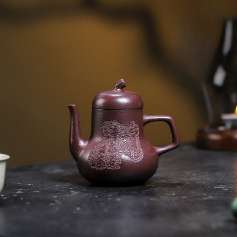 Full Handmade Yixing Zisha Teapot [Qing Feng Ming Yue] (Zi Ni - 170ml) - YIQIN TEA HOUSE | yiqinteahouse.com | <200ml, full handmade zisha teapot, teapot, teaware