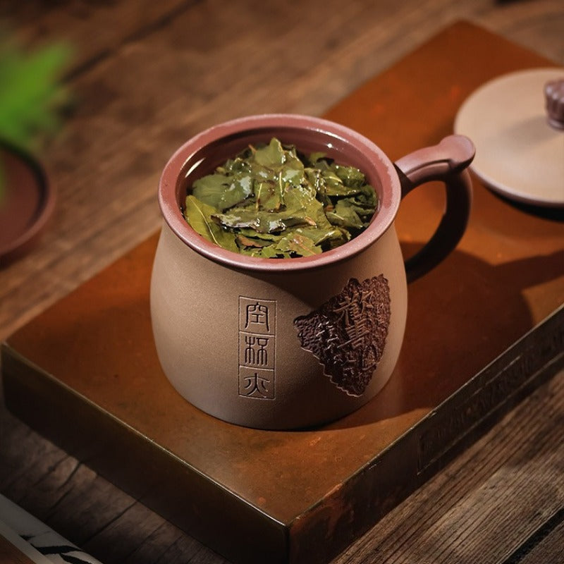 Yixing Zisha Tasse à thé avec filtre [Joy] (Zi Ni / Duan Ni - 460 ml)