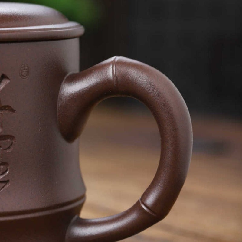 Tasse à thé Yixing Zisha entièrement faite à la main [bambou] (Lao Zi Ni - 430 ml)