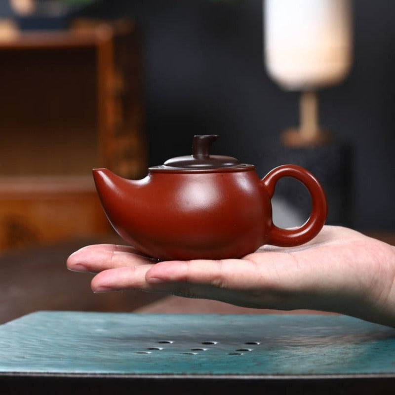 Vollständig handgefertigte Yixing Zisha Teekanne [Zweifarbige Röhrenkanne] (Hong Ni / Zi Ni - 170ml)