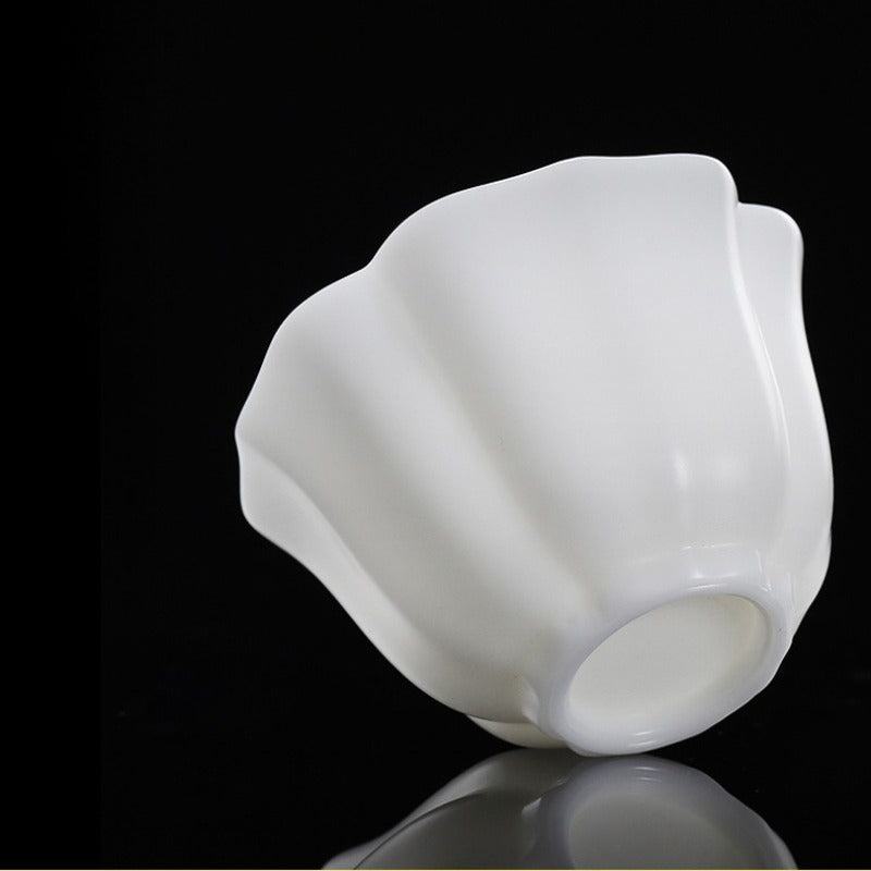 Ice Jade White Porcelain [Petals] Tea Cup 110ml