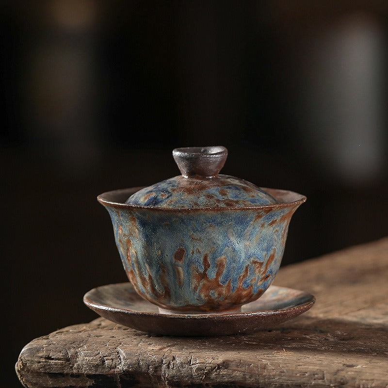 Kiln Change Firewood Firing Handmade Ceramic Gaiwan / Hand-Grab Pot / Tea Tray - YIQIN TEA HOUSE | yiqinteahouse.com | ceramic teapot, gaiwan, tea tray, teapot, teaware