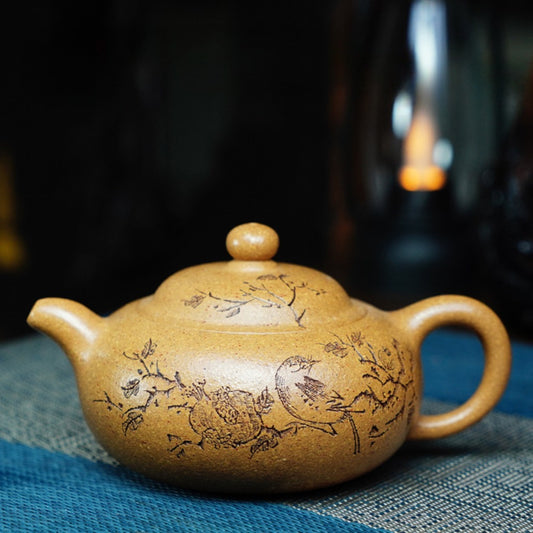 Full Handmade Yixing Zisha Teapot [Yuan Zhu Pot] (Wucai Lao Duan Ni - 220ml)